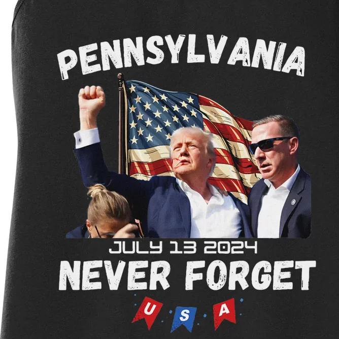 Trump Butler Pennsylvania Never Forget 2024 Women's Racerback Tank