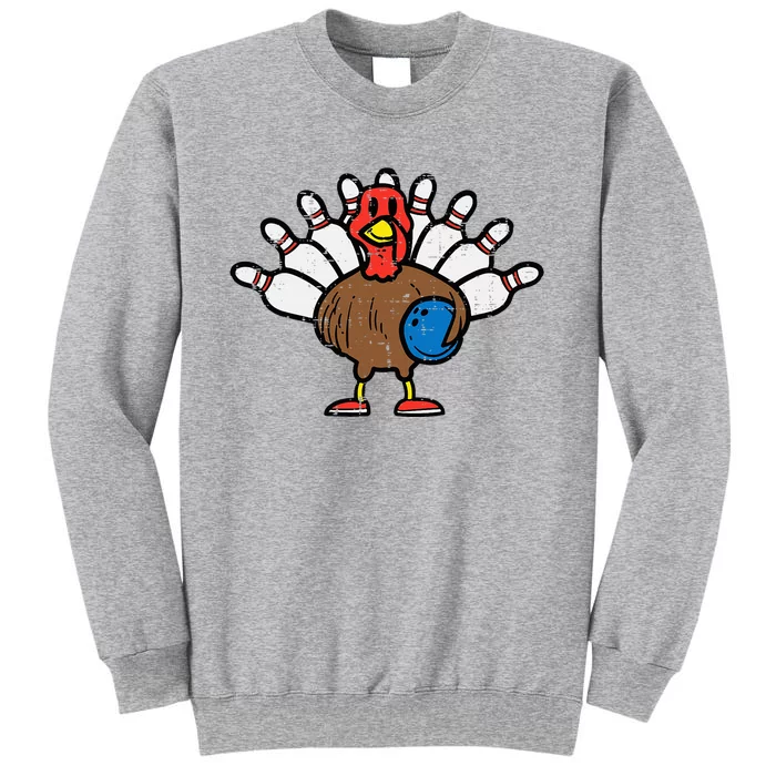 Turkey Bowling Pins Funny Thanksgiving Sports Tall Sweatshirt