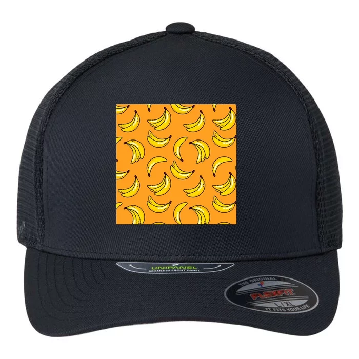 Tropical Banana Pattern Flexfit Unipanel Trucker Cap