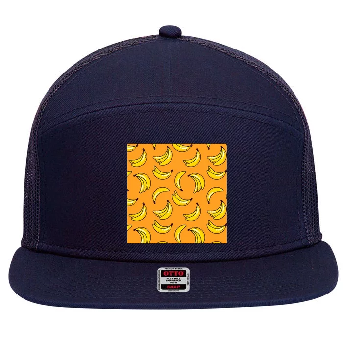 Tropical Banana Pattern 7 Panel Mesh Trucker Snapback Hat