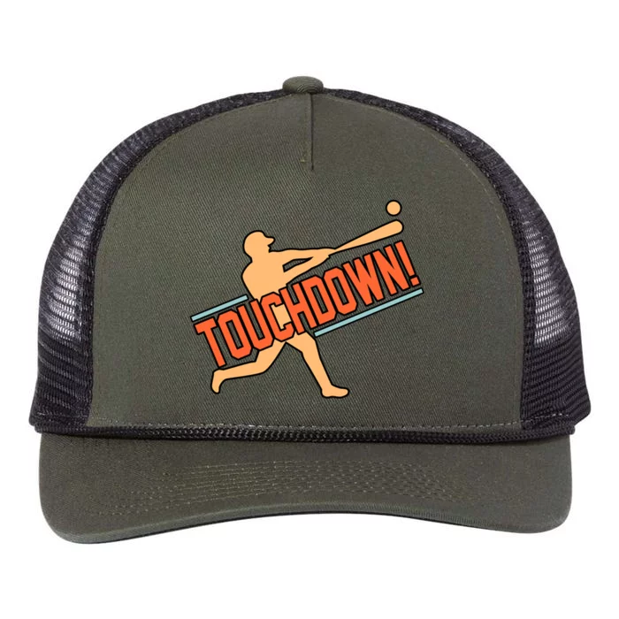 Touchdown Baseball Player Sports Lover Coach Graphic Gift Retro Rope Trucker Hat Cap