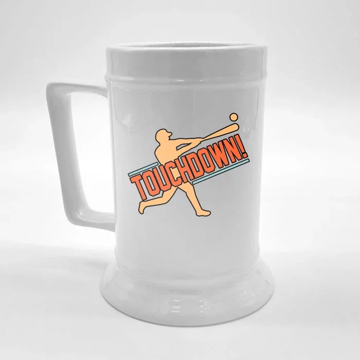 Touchdown Baseball Player Sports Lover Coach Graphic Gift Front & Back Beer Stein