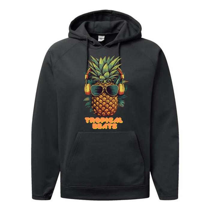 Tropical Beats Pineapple DJ Fun and Unique Summer Style Performance Fleece Hoodie