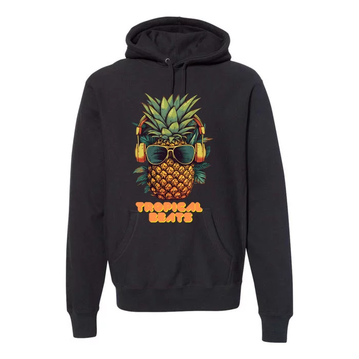 Tropical Beats Pineapple DJ Fun and Unique Summer Style Premium Hoodie