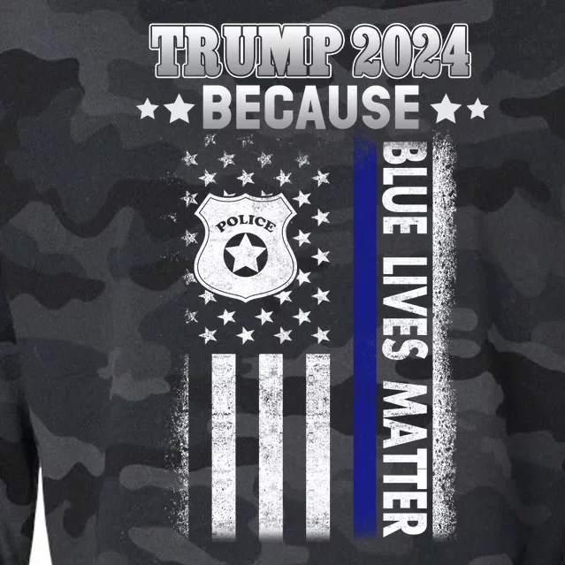 Trump Because Police Lives Matter Thin Blue Line Cropped Pullover Crew