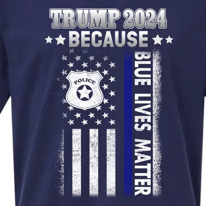 Trump Because Police Lives Matter Thin Blue Line Sueded Cloud Jersey T-Shirt