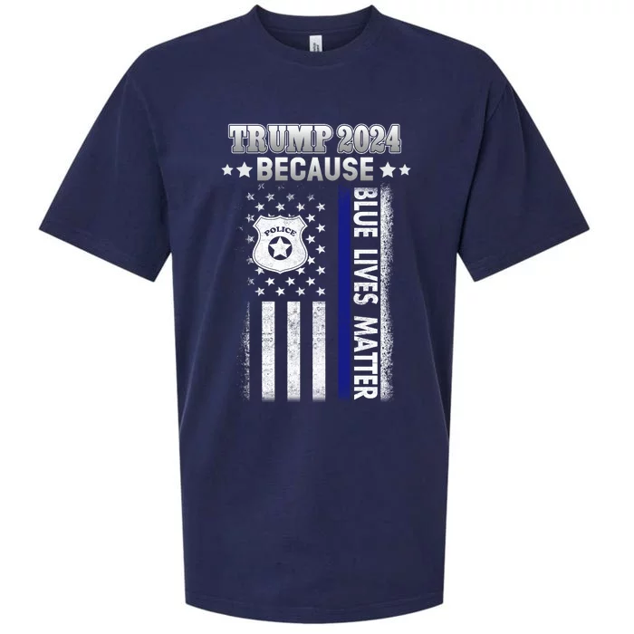 Trump Because Police Lives Matter Thin Blue Line Sueded Cloud Jersey T-Shirt