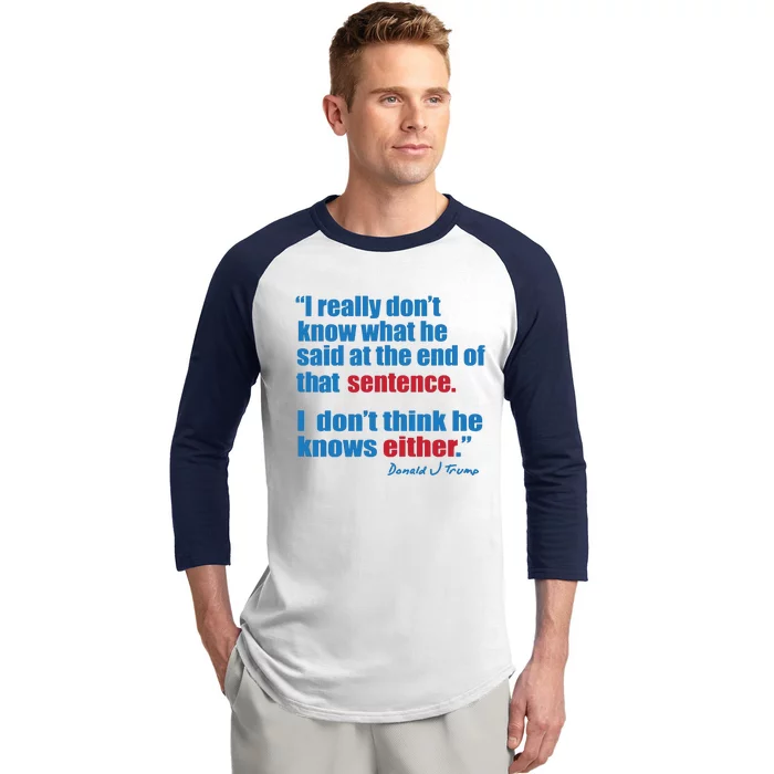 Trump Biden Presidential Debate 2024 Funny Quote Baseball Sleeve Shirt