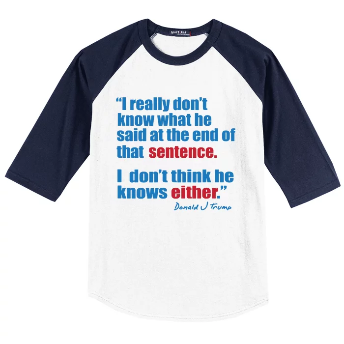 Trump Biden Presidential Debate 2024 Funny Quote Baseball Sleeve Shirt