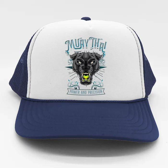 Thai Boxing Power And Precision Muay Thai And Panther Trucker Hat