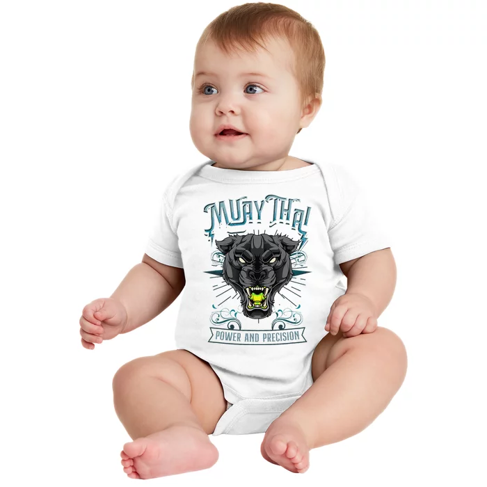 Thai Boxing Power And Precision Muay Thai And Panther Baby Bodysuit