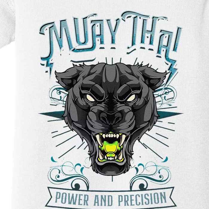 Thai Boxing Power And Precision Muay Thai And Panther Baby Bodysuit