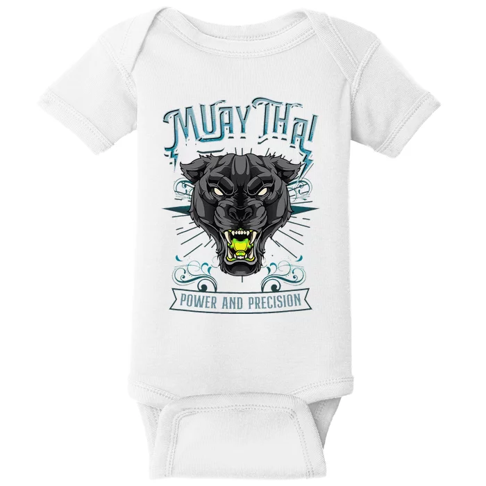 Thai Boxing Power And Precision Muay Thai And Panther Baby Bodysuit