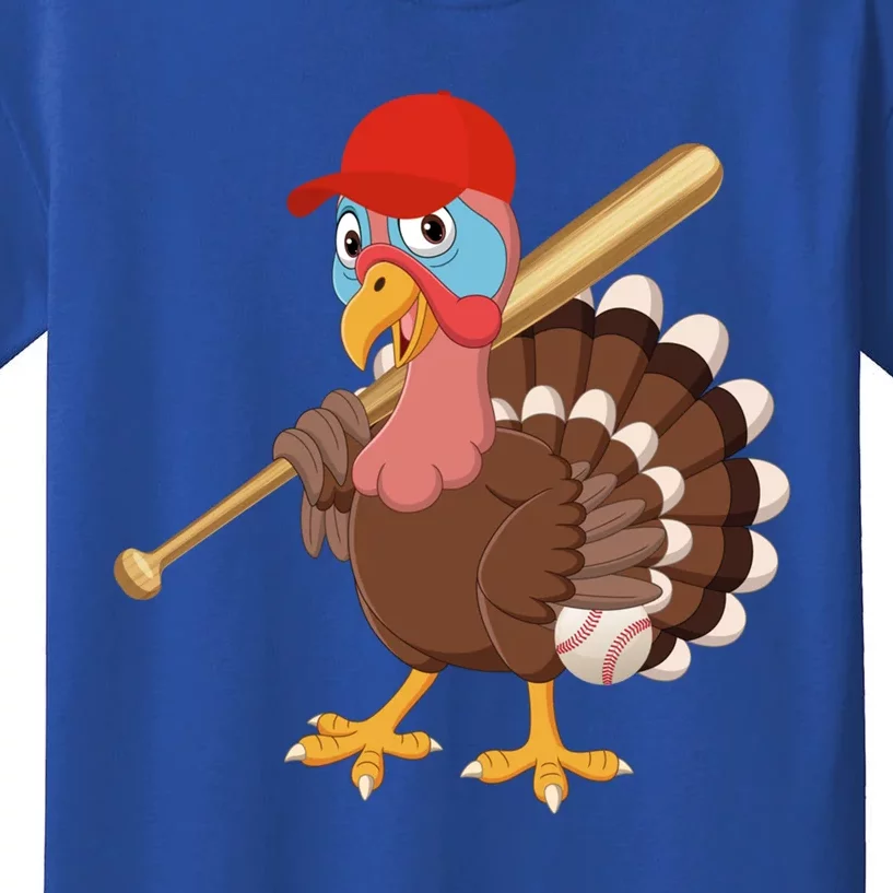 Turkey Baseball Pilgrim Thanksgiving Thankful Grateful Gift Kids T-Shirt