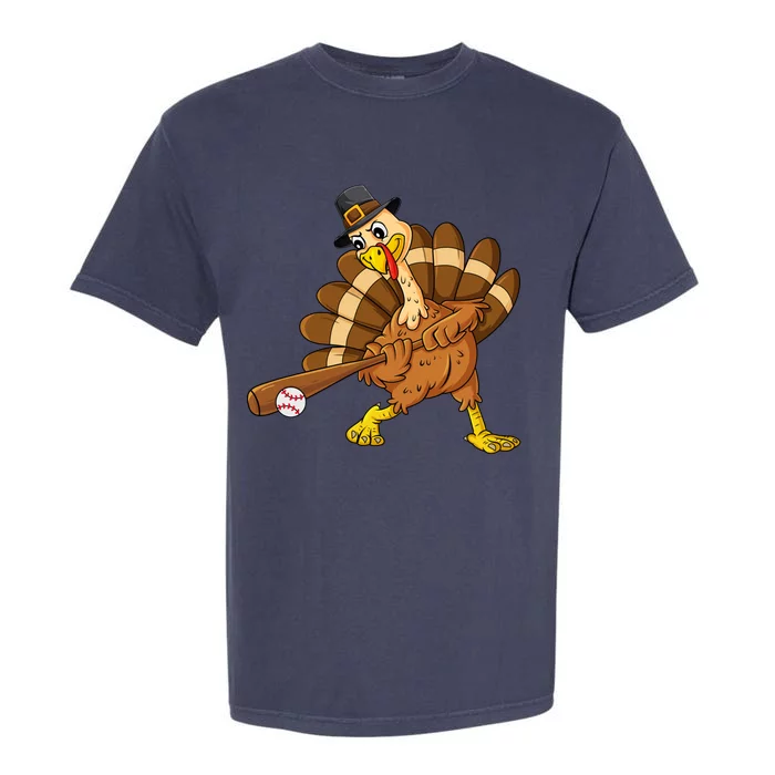 Thanksgiving Baseball Pilgrim Turkey Swinging Bat Funny Gift Garment-Dyed Heavyweight T-Shirt