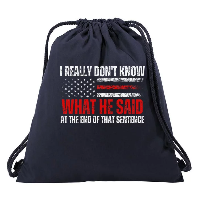 Trump Biden Presidential Debate 2024 Funny Quote Drawstring Bag