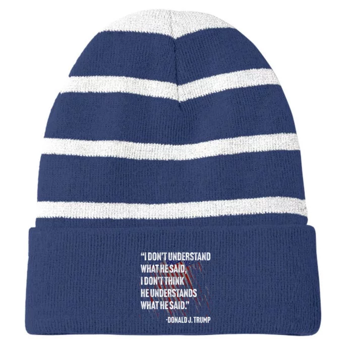 Trump Biden Presidential Debate 2024 Funny Striped Beanie with Solid Band