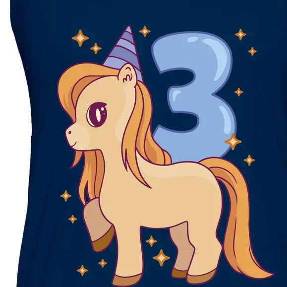 Third Birthday Pony Gift Ladies Essential Flowy Tank