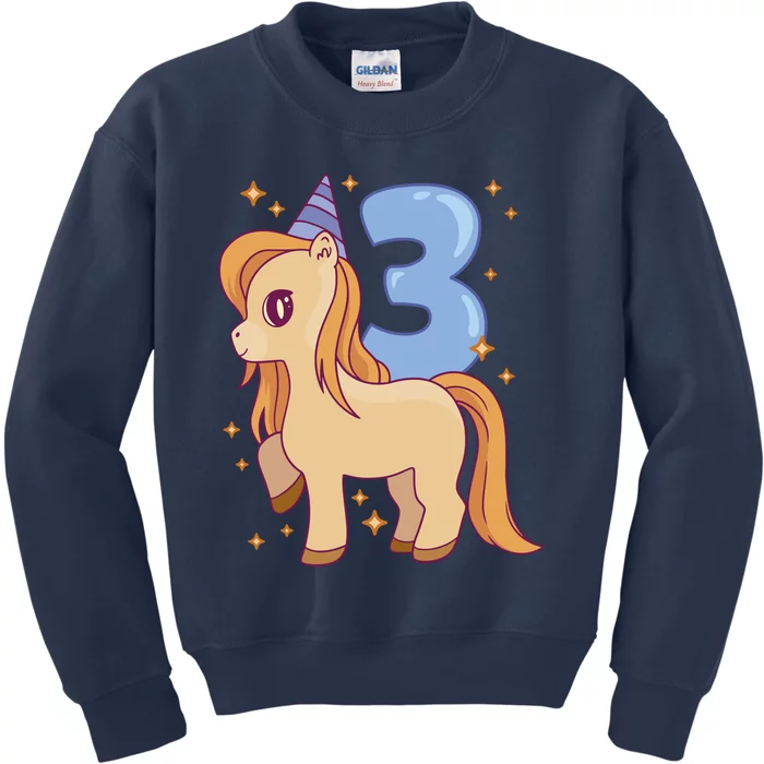 Third Birthday Pony Gift Kids Sweatshirt