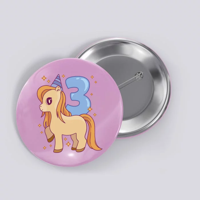 Third Birthday Pony Gift Button