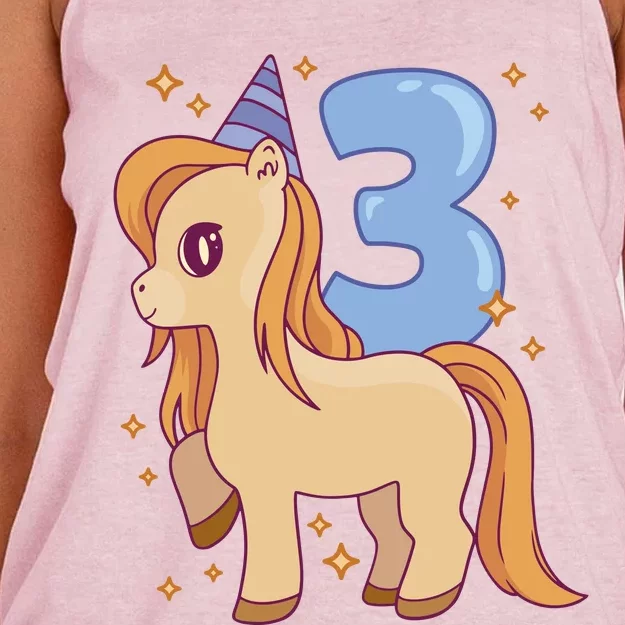 Third Birthday Pony Gift Women's Knotted Racerback Tank