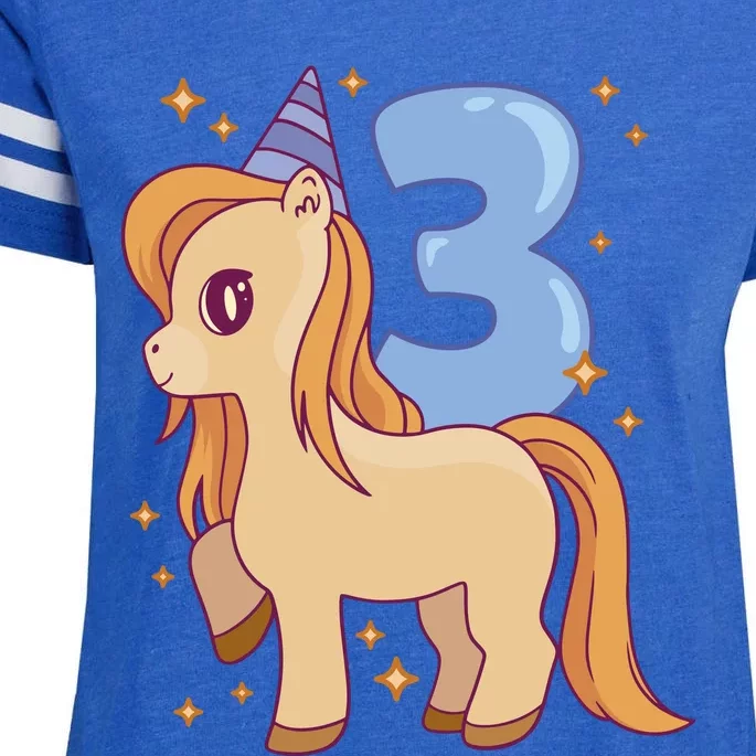 Third Birthday Pony Gift Enza Ladies Jersey Football T-Shirt