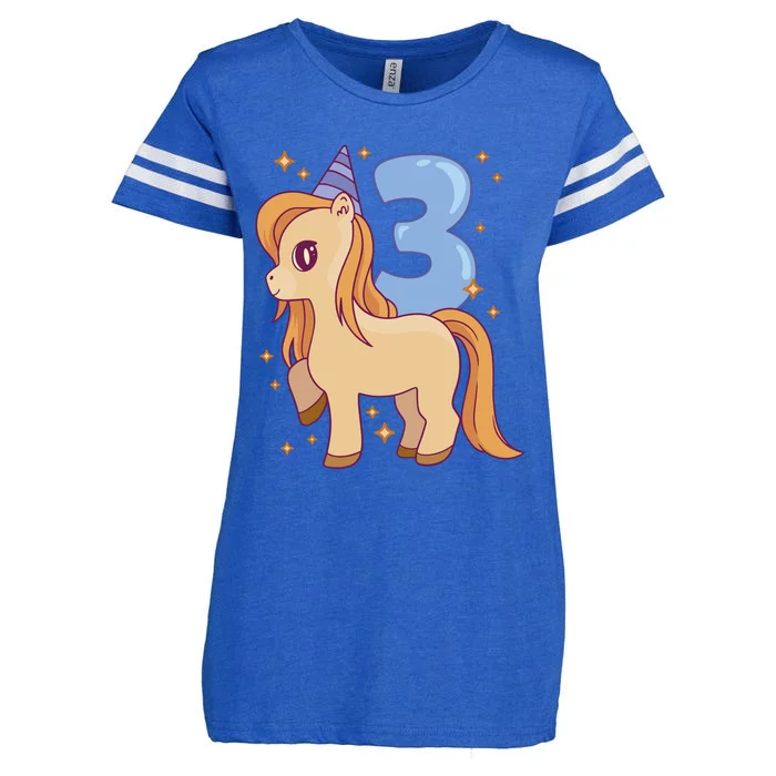 Third Birthday Pony Gift Enza Ladies Jersey Football T-Shirt