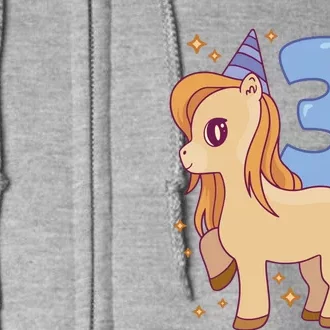 Third Birthday Pony Gift Full Zip Hoodie