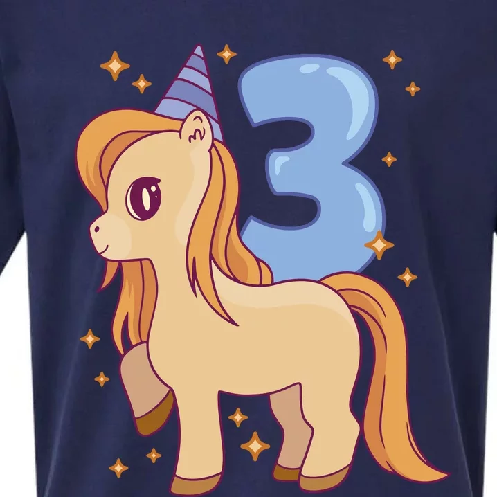 Third Birthday Pony Gift Sueded Cloud Jersey T-Shirt