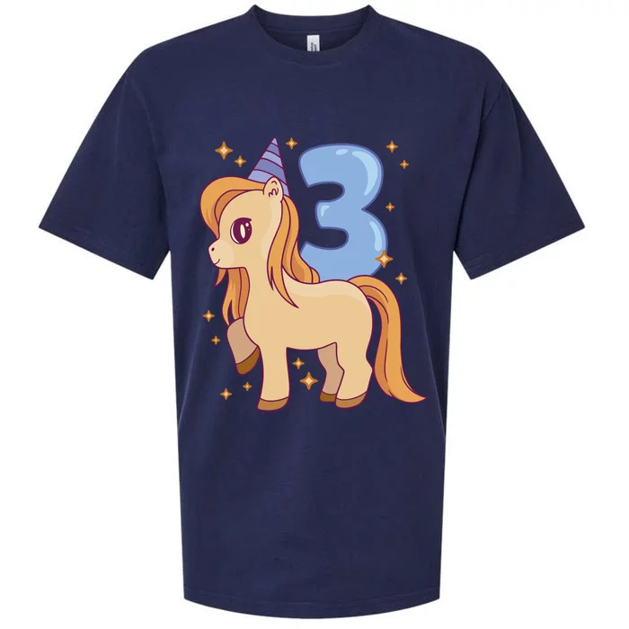 Third Birthday Pony Gift Sueded Cloud Jersey T-Shirt