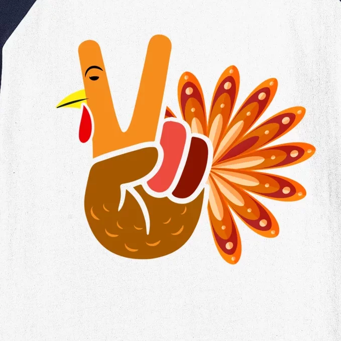 Thanksgiving Blessed Peace Hand Sign Thankful Turkey Gift Baseball Sleeve Shirt