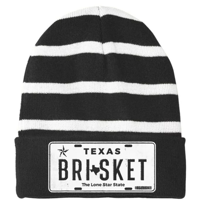 Texas Brisket Pitmaster BBQ Lover Smoker Grilling Striped Beanie with Solid Band