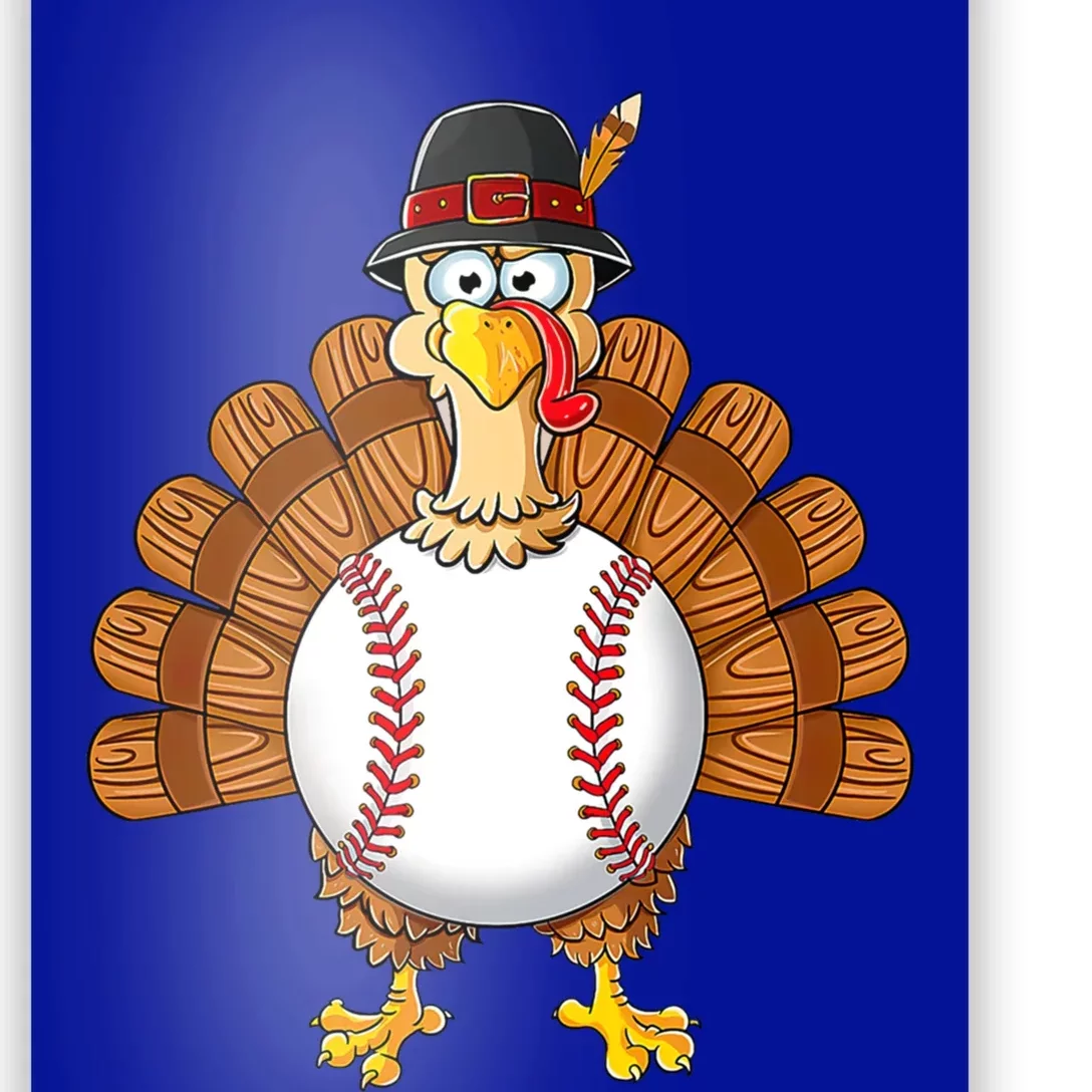 Turkey Baseball Player Funny Thanksgiving Gift Poster