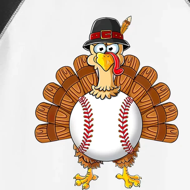 Turkey Baseball Player Funny Thanksgiving Gift Toddler Fine Jersey T-Shirt