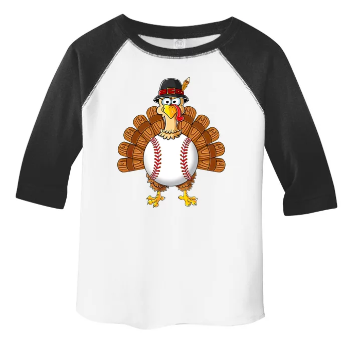 Turkey Baseball Player Funny Thanksgiving Gift Toddler Fine Jersey T-Shirt