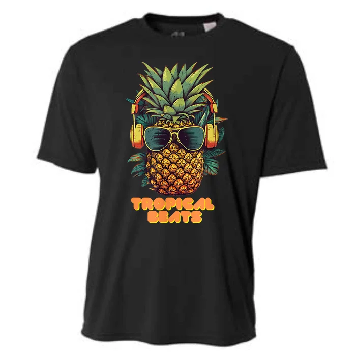 Tropical Beats Pineapple DJ Fun And Unique Graphic Cooling Performance Crew T-Shirt