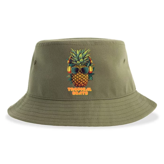 Tropical Beats Pineapple DJ Fun And Unique Graphic Sustainable Bucket Hat