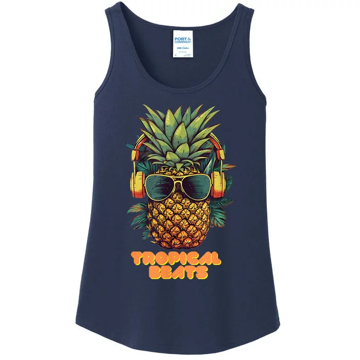 Tropical Beats Pineapple DJ Fun And Unique Graphic Ladies Essential Tank