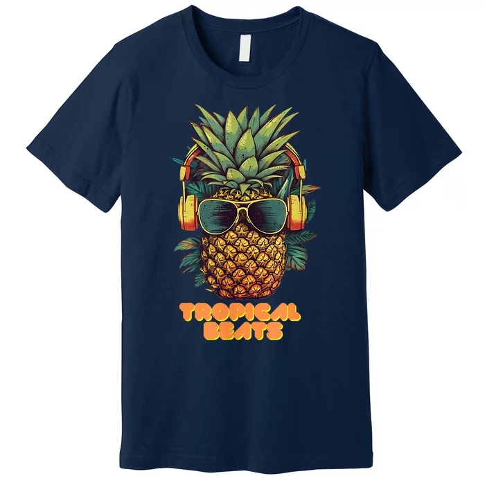 Tropical Beats Pineapple DJ Fun And Unique Graphic Premium T-Shirt