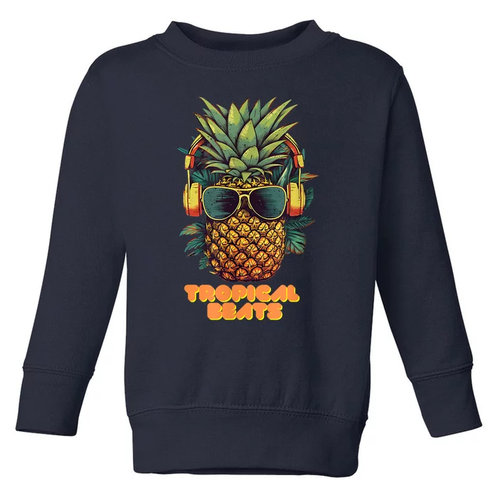 Tropical Beats Pineapple DJ Fun And Unique Graphic Toddler Sweatshirt