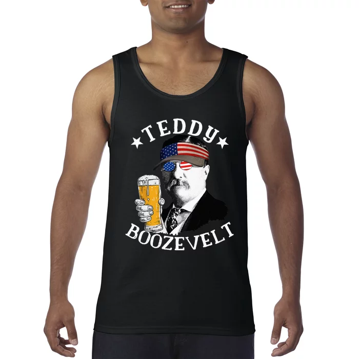 Teddy Boozevelt President Theodore Roosevelt Drinking Beer Tank Top