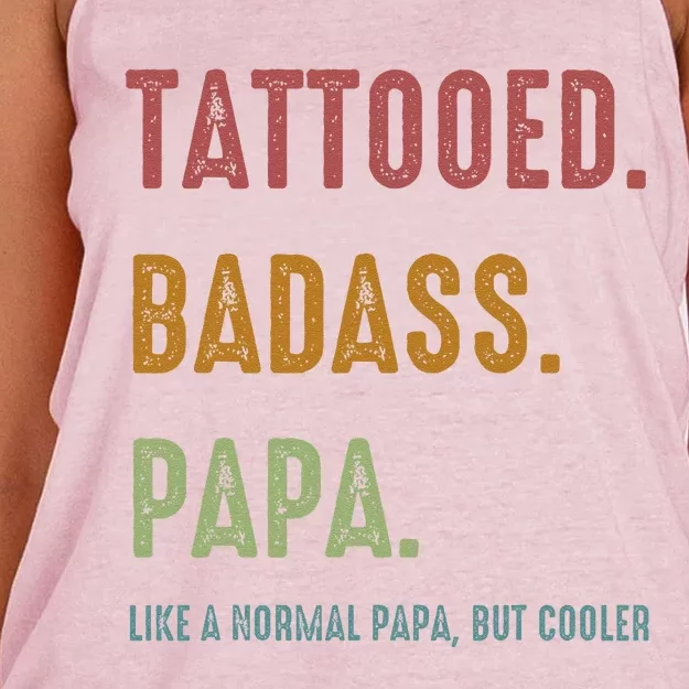 Tattooed Badass Papa Inked FatherS Day Present Women's Knotted Racerback Tank