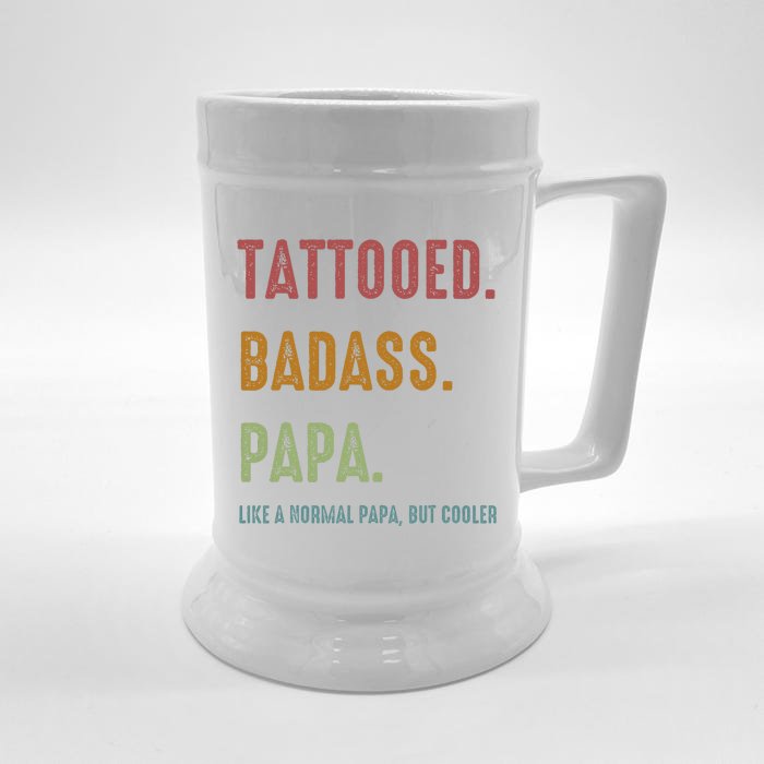 Tattooed Badass Papa Inked FatherS Day Present Front & Back Beer Stein