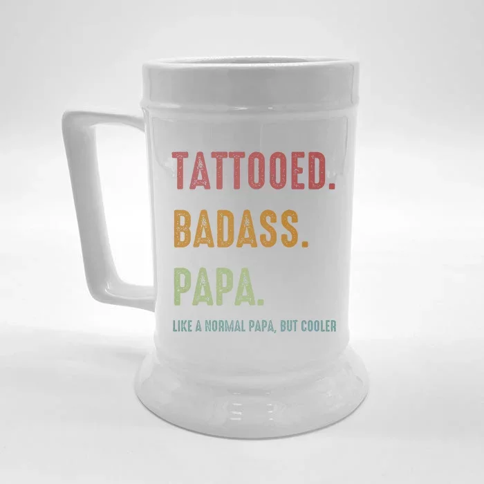 Tattooed Badass Papa Inked FatherS Day Present Front & Back Beer Stein