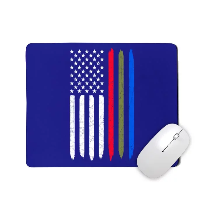 Thin Blue Red Green Line American Flag Police Military Fire Gift Mousepad