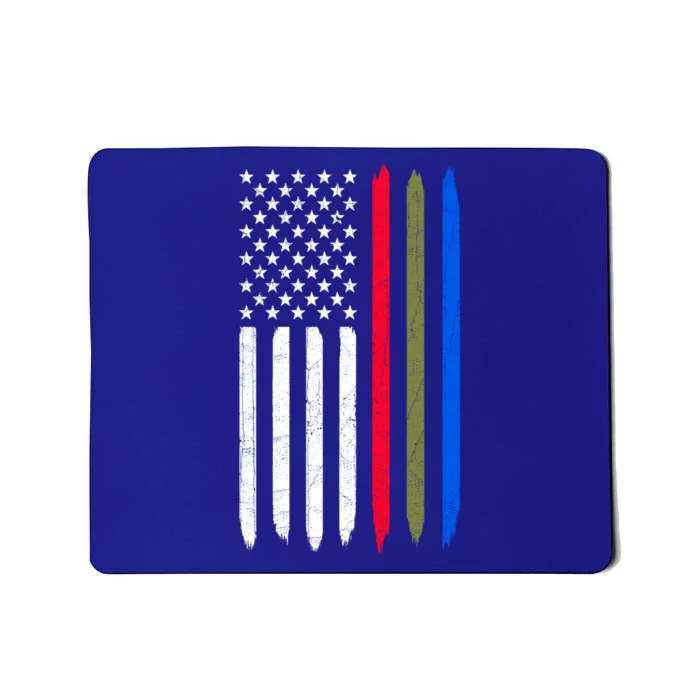 Thin Blue Red Green Line American Flag Police Military Fire Gift Mousepad