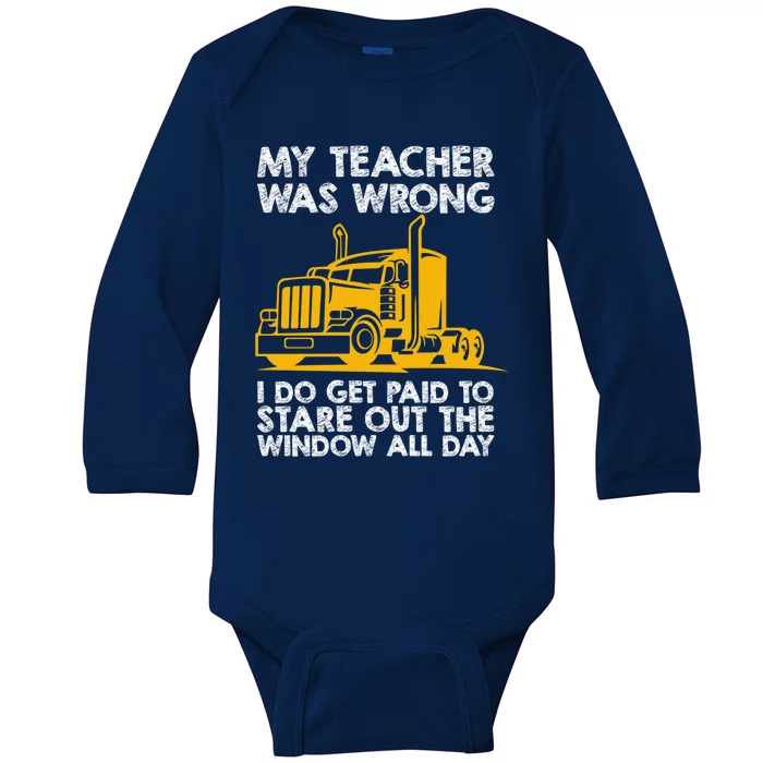 Trucker Big Rig Semicool Gifttrailer Truck Driver Funny Trucker Gift Baby Long Sleeve Bodysuit