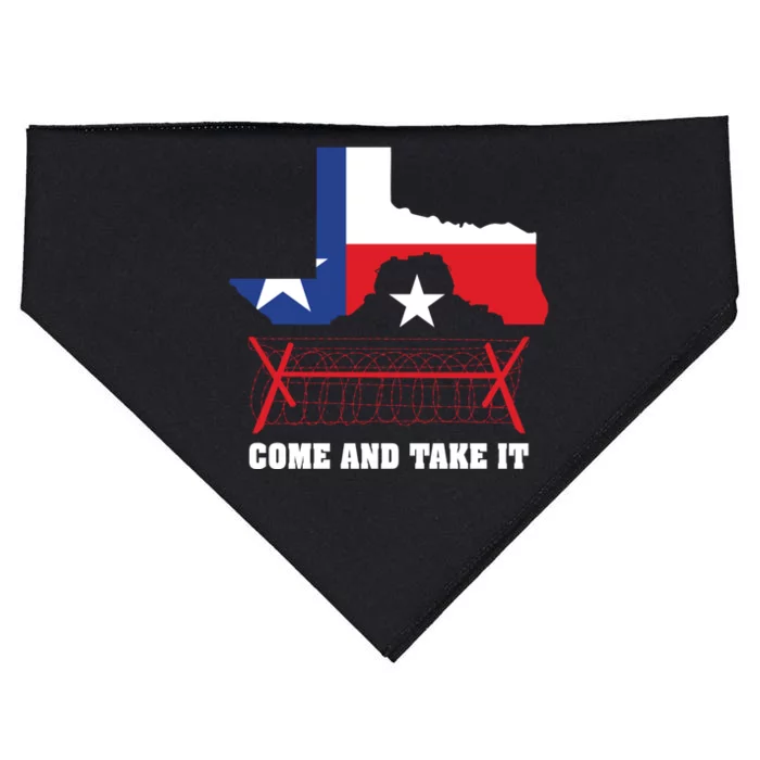 Texas Border Razor Wire Come And Take It Texas Flag USA-Made Doggie Bandana