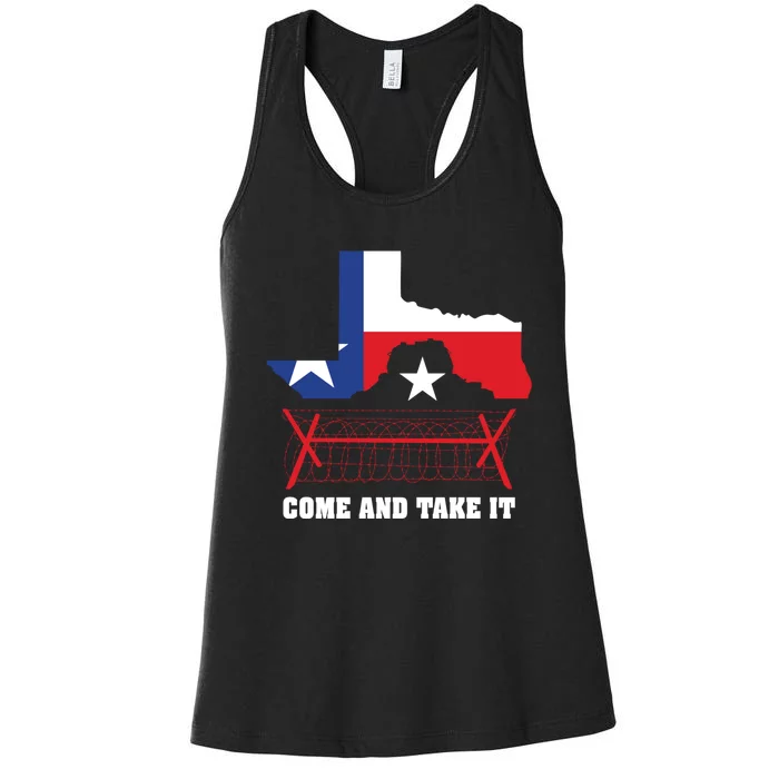 Texas Border Razor Wire Come And Take It Texas Flag Women's Racerback Tank