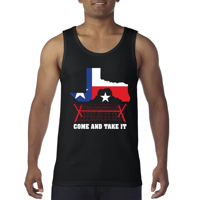 Texas Border Razor Wire Come And Take It Texas Flag Tank Top